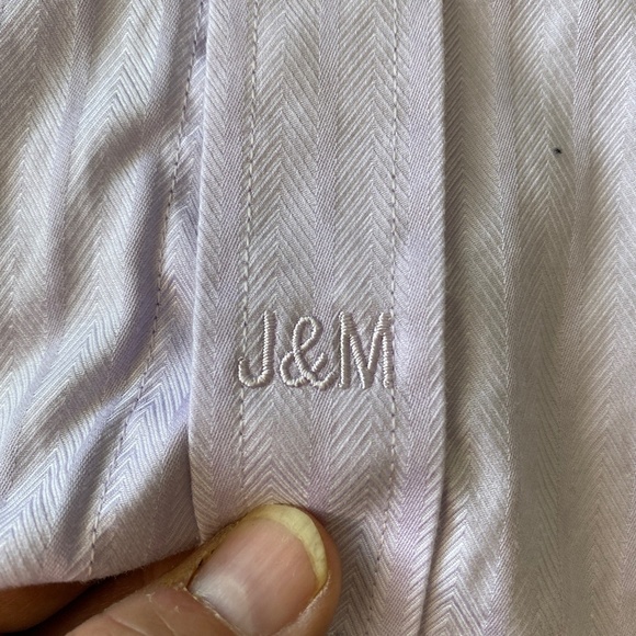 Johnston & Murphy Men's Tailored Fit Mauve Button Up Herringbone Shirt Large - Picture 8 of 14